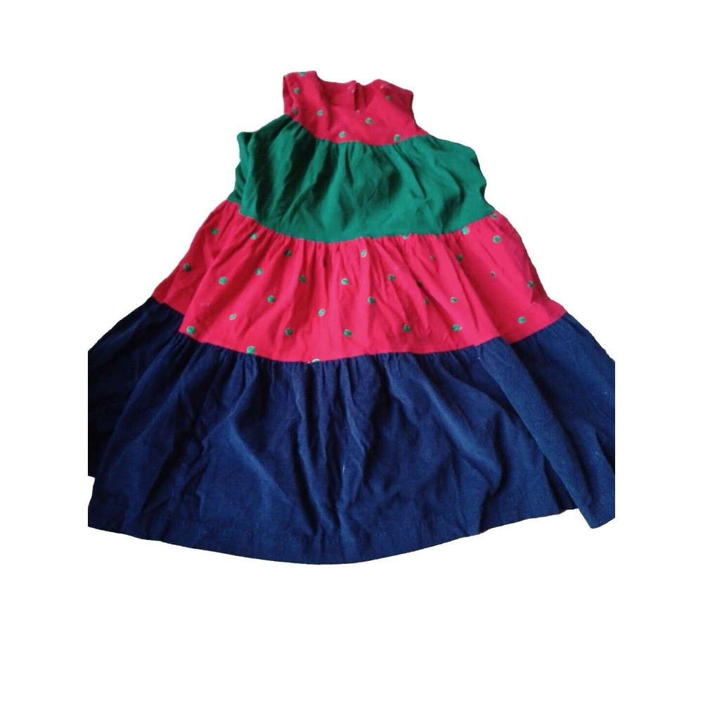 Girl’s Sz 6x Glorimont HOLIDAY DRESS Corduroy Red Blue Green Christmas Ornament
